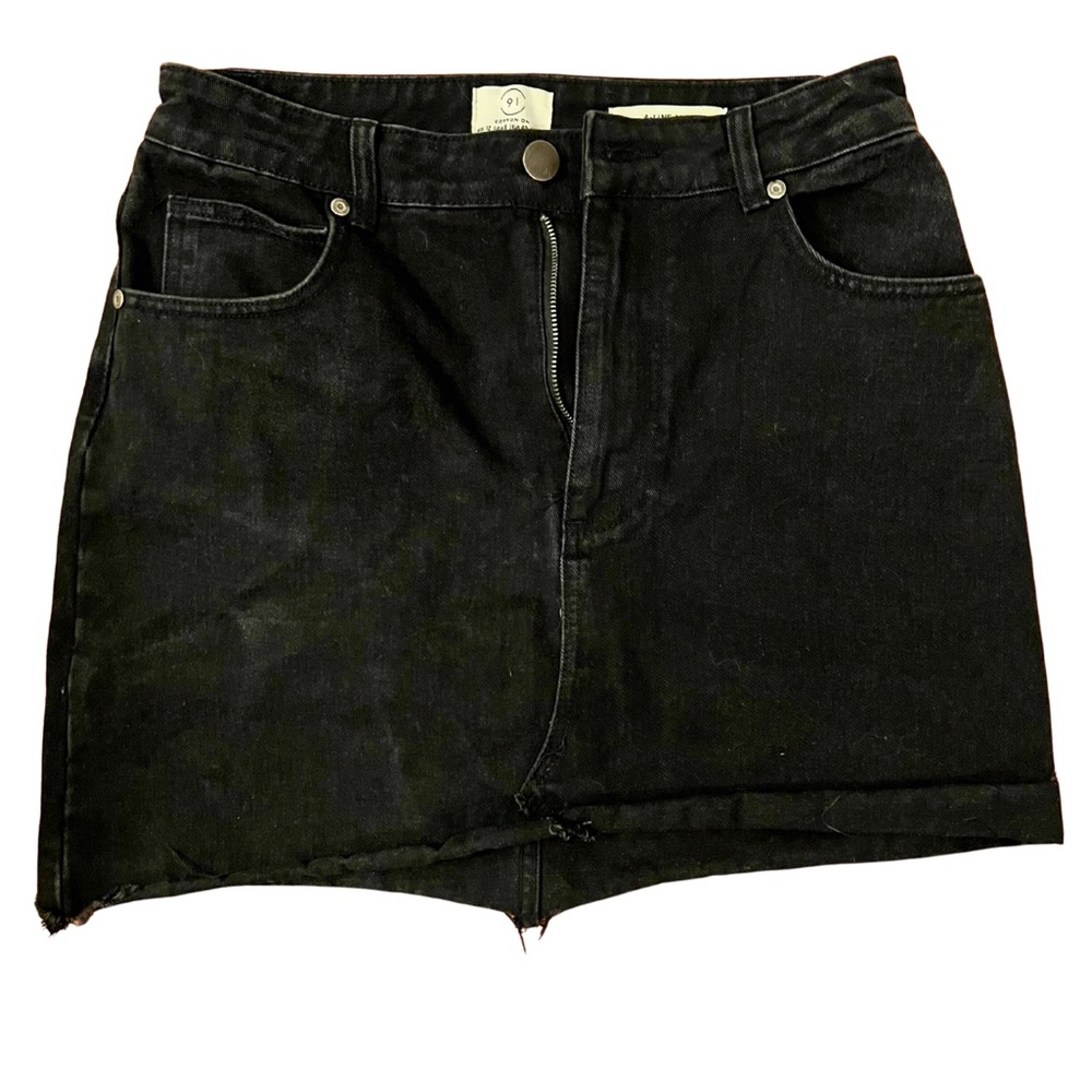 Cotton On Black A-Line Mini Jean Skirt